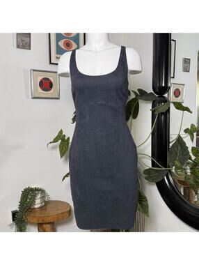 Halston Heritage black suede bodycon dress Size S
